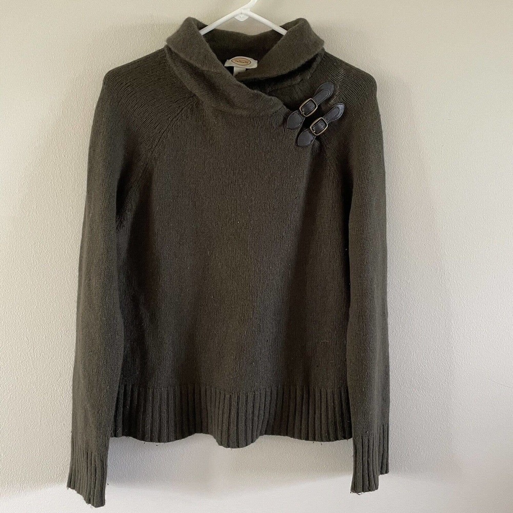 Talbots Shawl Collar Sweater Women’s Size Large Lamb’s Wool Angora Dark Green